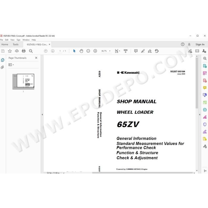 Kawasaki Wheel Loader 65Z5 parts + service manual