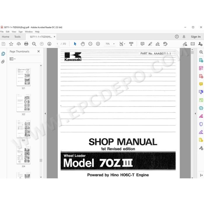 Kawasaki Wheel Loader 70Z3 workshop service manual