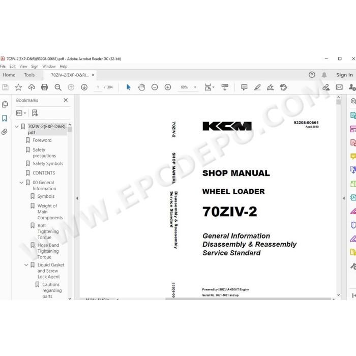 Kawasaki Wheel Loader 70Z4-2 parts + service manual