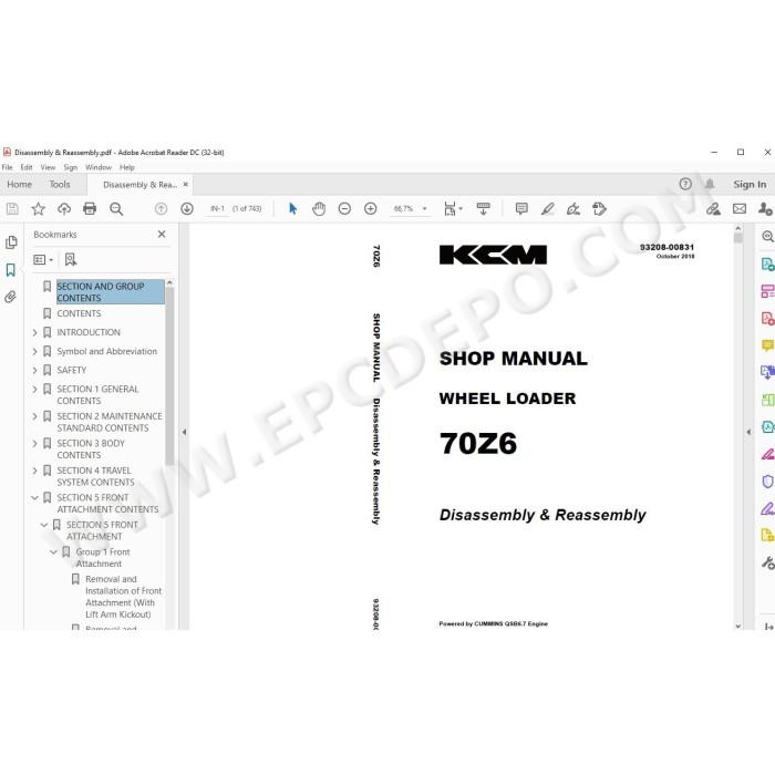 Kawasaki Wheel Loader 70Z6 parts + service manual