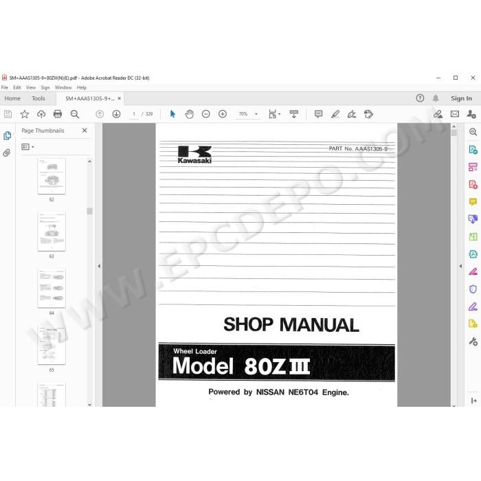 Kawasaki Wheel Loader 80Z3 parts + service manual