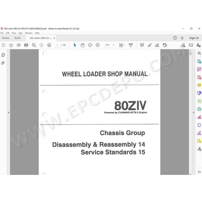 Kawasaki Wheel Loader 80Z4 parts + service manual