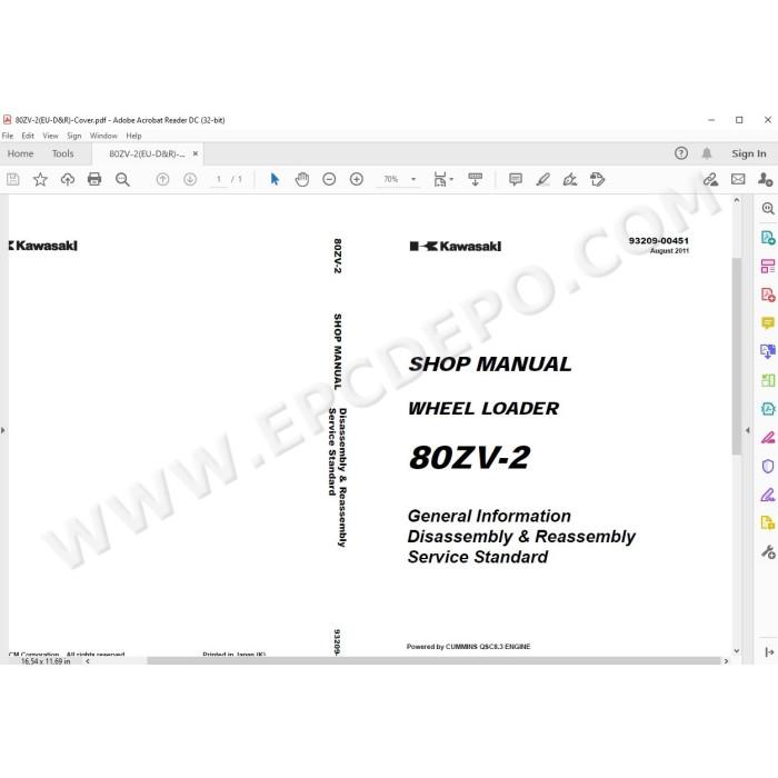 Kawasaki Wheel Loader 80Z5-2 parts + service manual