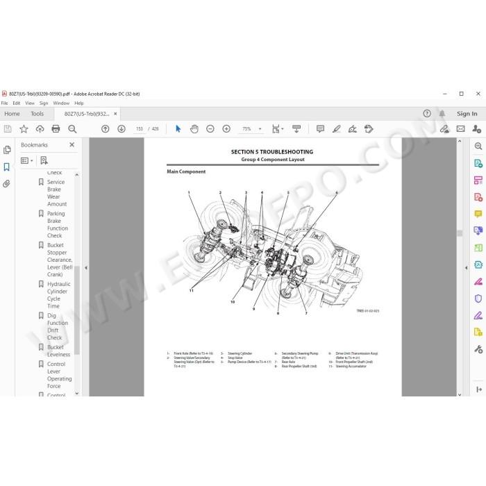 Kawasaki Wheel Loader 80Z7 80Z7B parts + service manual
