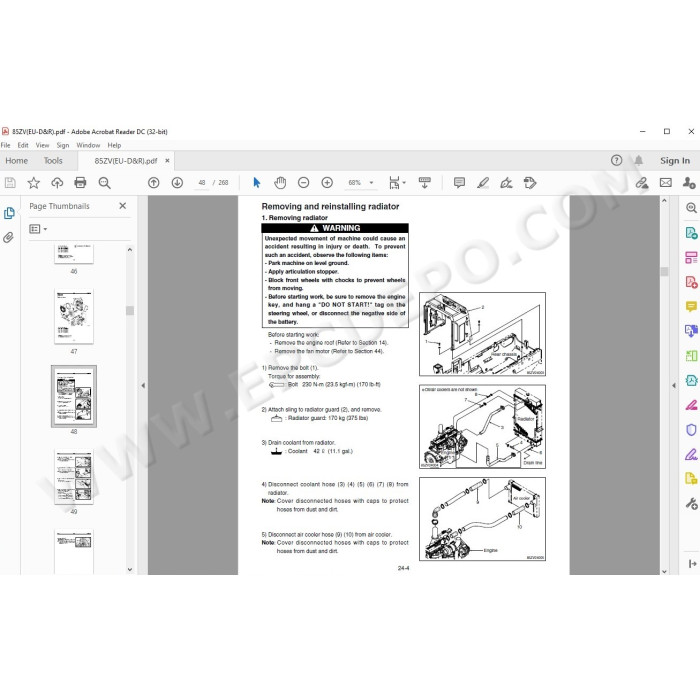 Kawasaki Wheel Loader 85Z5 parts + service manual