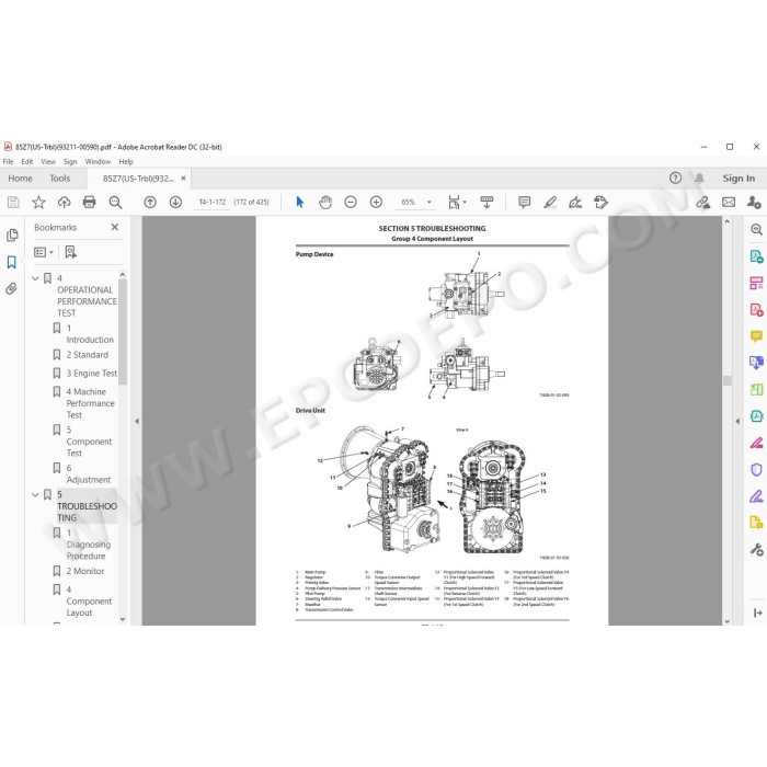 Kawasaki Wheel Loader 85Z7 85Z7B parts + service manual