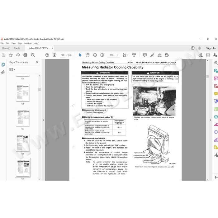 Kawasaki Wheel Loader 90Z4 parts + service manual