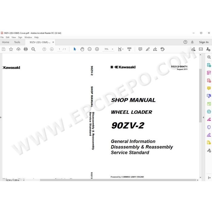 Kawasaki Wheel Loader 90Z5-2 parts + service manual