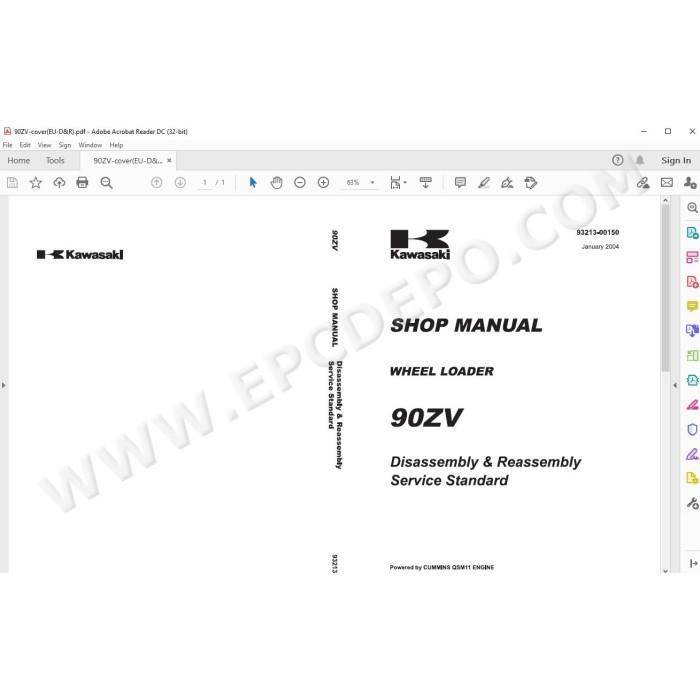 Kawasaki Wheel Loader 90Z5 parts + service manual