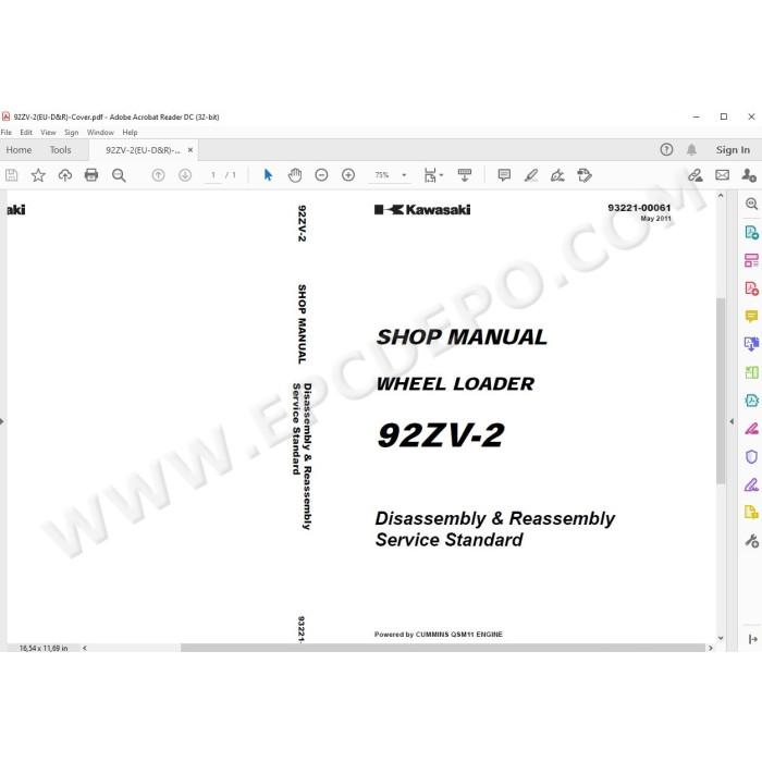 Kawasaki Wheel Loader 92Z5-2 parts + service manual