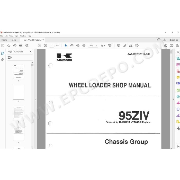 Kawasaki Wheel Loader 95Z4 parts + service manual