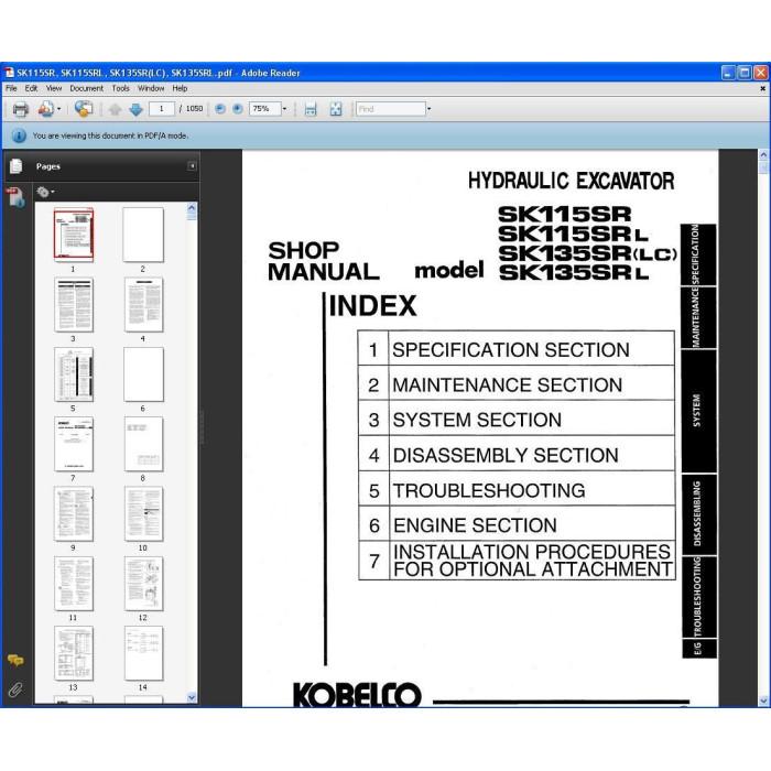 KOBELCO SK EXCAVATOR SERVICE & REPAIR MANUAL