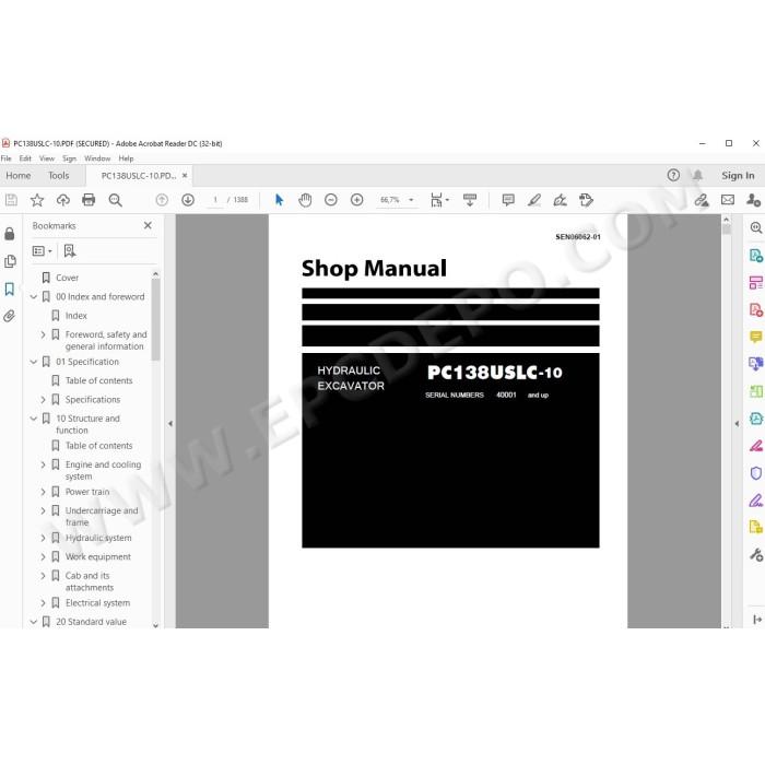 Komatsu Excavator PC138USLC-10 service & repair manual