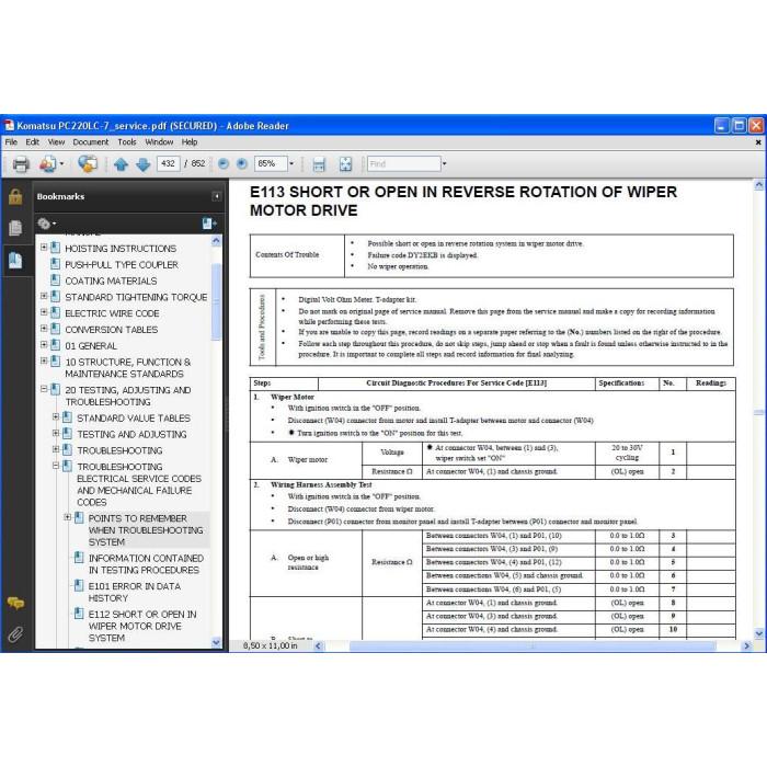 KOMATSU EXCAVATOR PC200LC-7L PC220LC-7L SERVICE MANUAL