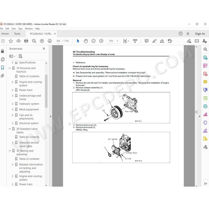 Komatsu Excavator PC228USLC-10 workshop service manual