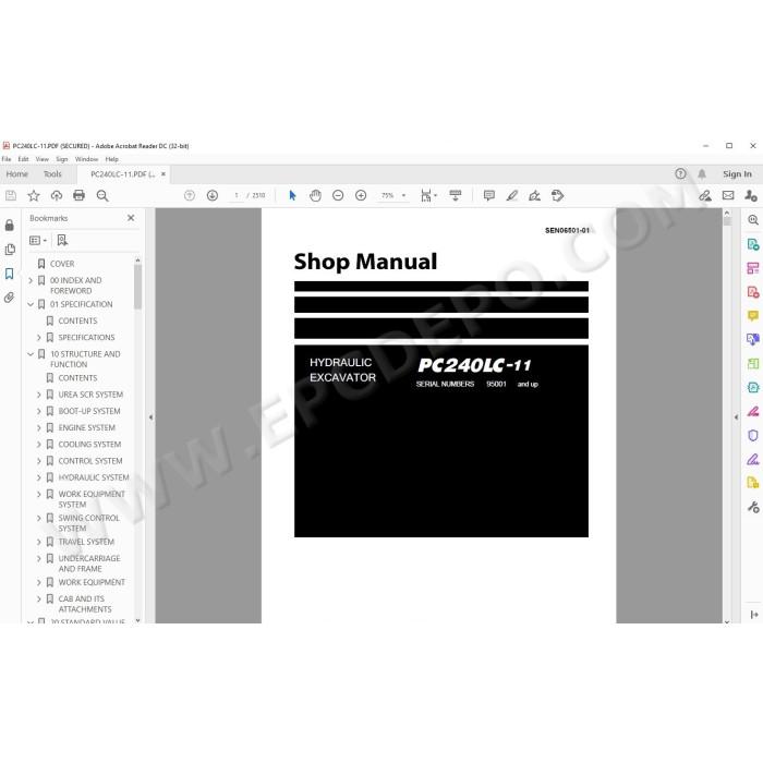 Komatsu Excavator PC240-11 PC240LC-11 PC240NLC-11 workshop service manual