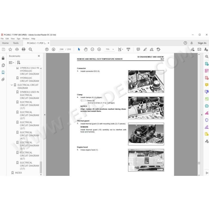 Komatsu Excavator PC240-11 PC240LC-11 PC240NLC-11 workshop service manual