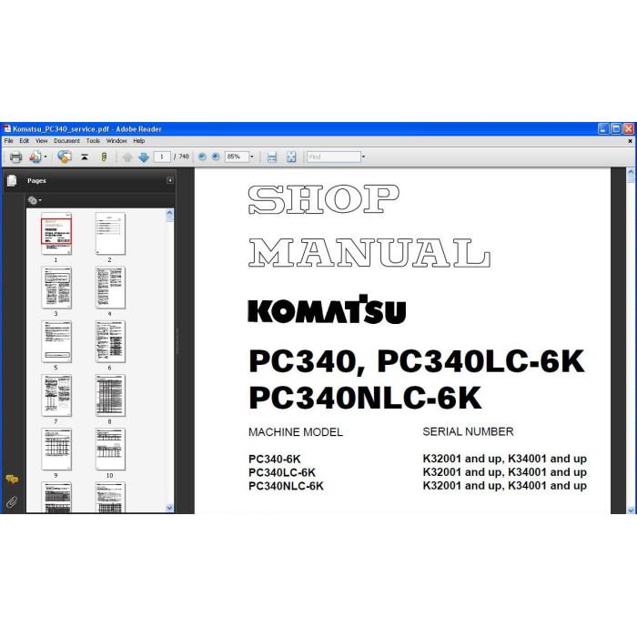 KOMATSU EXCAVATOR PC340-6K PC340LC-6K PC340NLC-6K SERVICE MANUAL