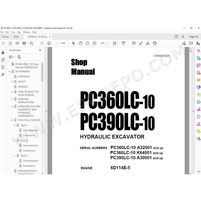 Komatsu Excavator PC360LC-10 PC390LC-10 service manual