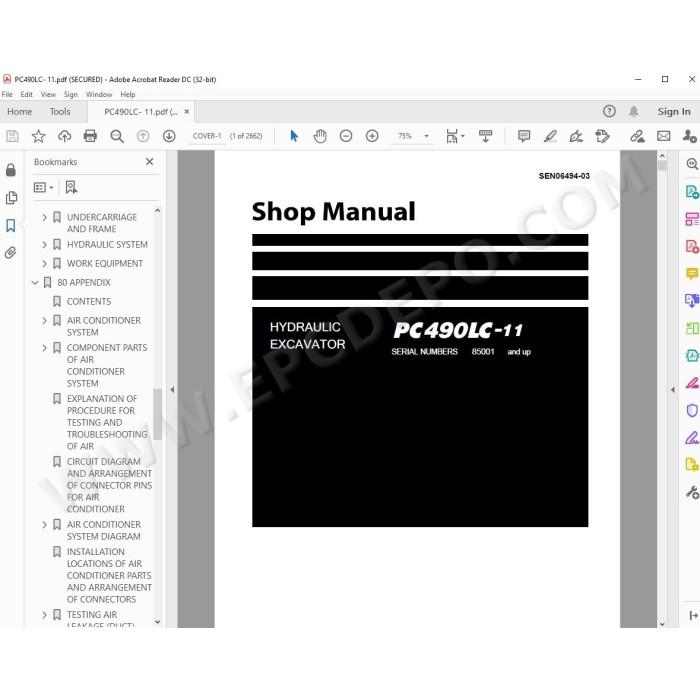 Komatsu Excavator PC490-11 PC490LC-11 service & repair manual