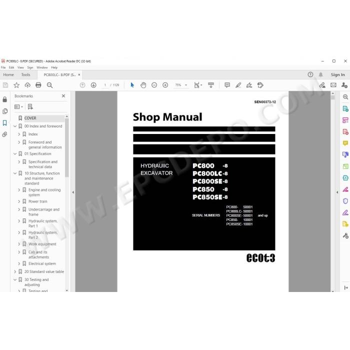 Komatsu Excavator PC800-8 PC800LC-8 PC800SE-8 PC850-8 PC850SE-8 service manual