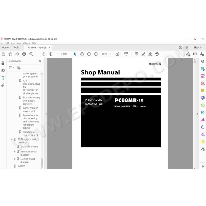 Komatsu Excavator PC88MR-10 workshop service manual