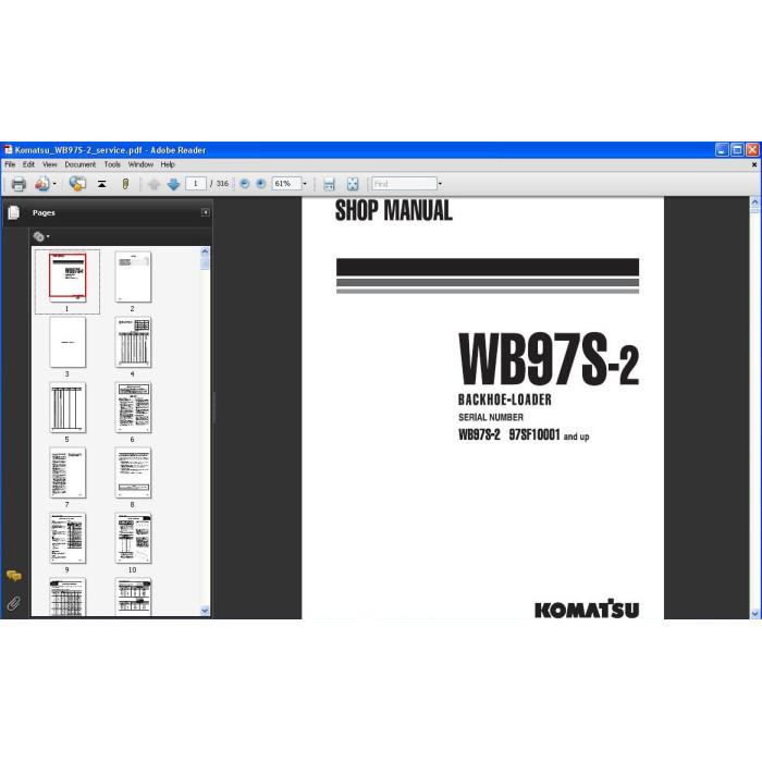 KOMATSU BACKHOE LOADER WB97S-2 SERVICE MANUAL