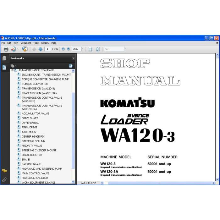 Komatsu Wheel Loader WA120-3 WA150-5 WA180-1 WA180-3 service manual