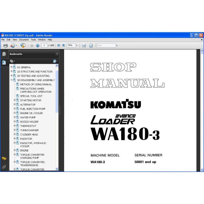 Komatsu Wheel Loader WA120-3 WA150-5 WA180-1 WA180-3 service manual