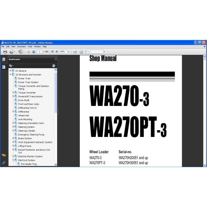 Komatsu Wheel Loader WA200-7 WA250-3 WA270-7 WA250-5H WA270-3 service manual
