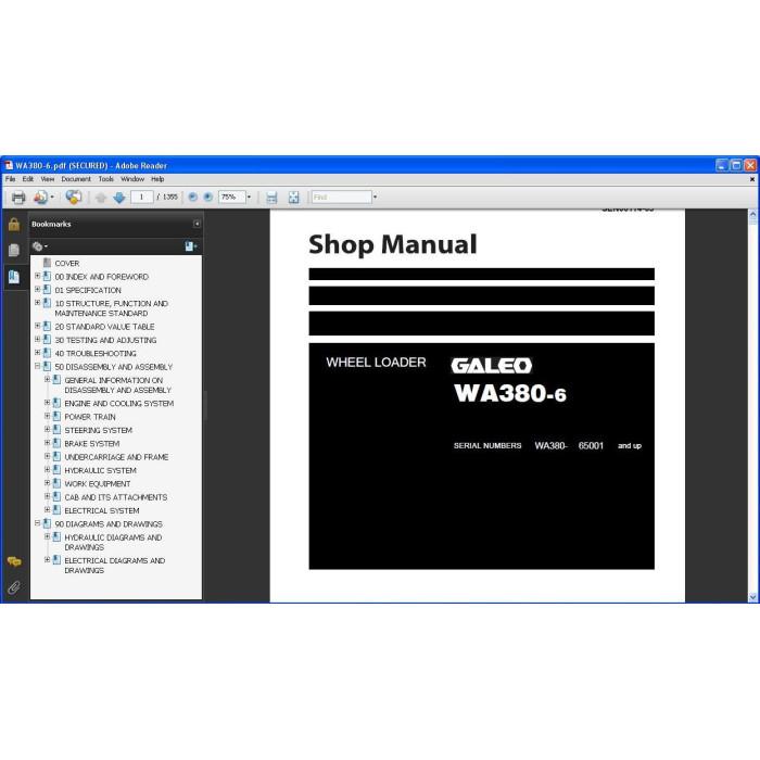 Komatsu Wheel Loader WA300-1 WA320-1 WA320-3 WA320-5 WA320-7 WA350-1 WA380-3 WA380-5H WA380-6 service manual