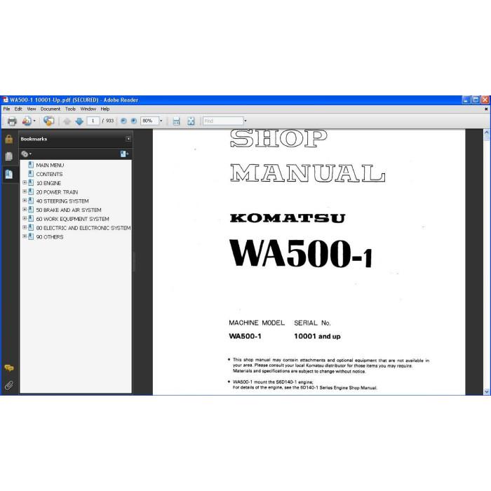 KOMATSU WHEEL LOADER WA500-1 WA500-3 WA500-6 WA500-7 SERVICE MANUAL