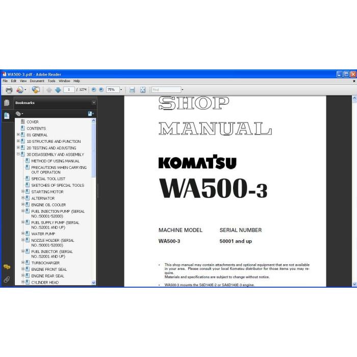 KOMATSU WHEEL LOADER WA500-1 WA500-3 WA500-6 WA500-7 SERVICE MANUAL