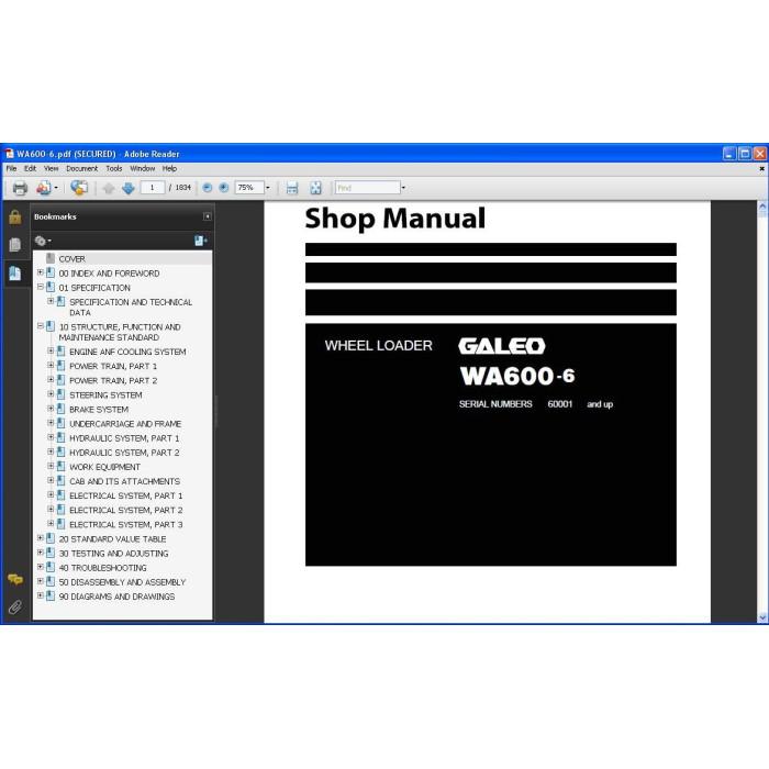 KOMATSU WHEEL LOADER WA600-1 WA600-3 WA600-6 SERVICE MANUAL