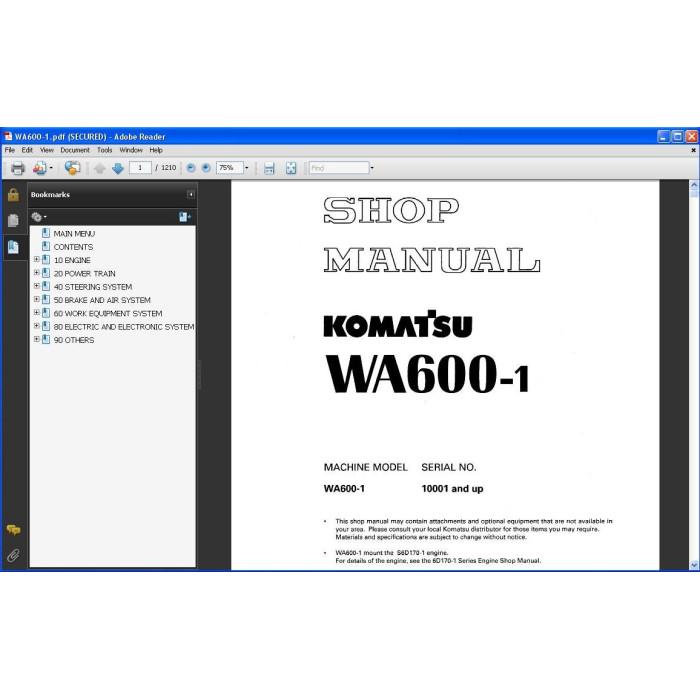 KOMATSU WHEEL LOADER WA600-1 WA600-3 WA600-6 SERVICE MANUAL