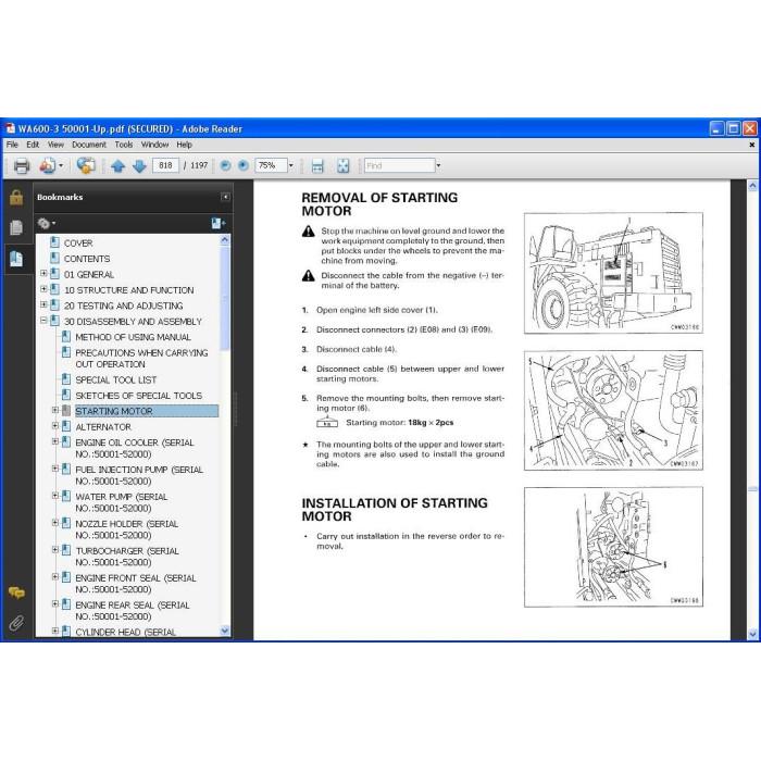 KOMATSU WHEEL LOADER WA600-1 WA600-3 WA600-6 SERVICE MANUAL