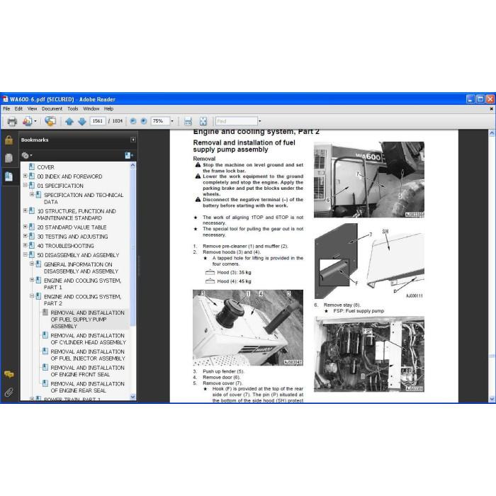 KOMATSU WHEEL LOADER WA600-1 WA600-3 WA600-6 SERVICE MANUAL