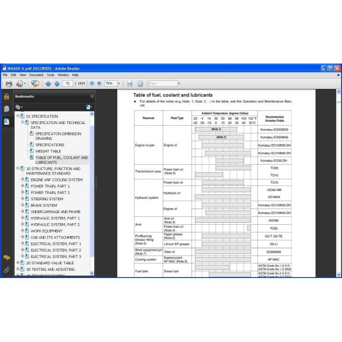 KOMATSU WHEEL LOADER WA600-1 WA600-3 WA600-6 SERVICE MANUAL