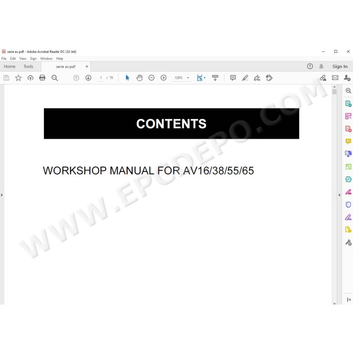 Kubota Generator AV1600 AV2500 AV3800 AV4500 AV5500 service manual
