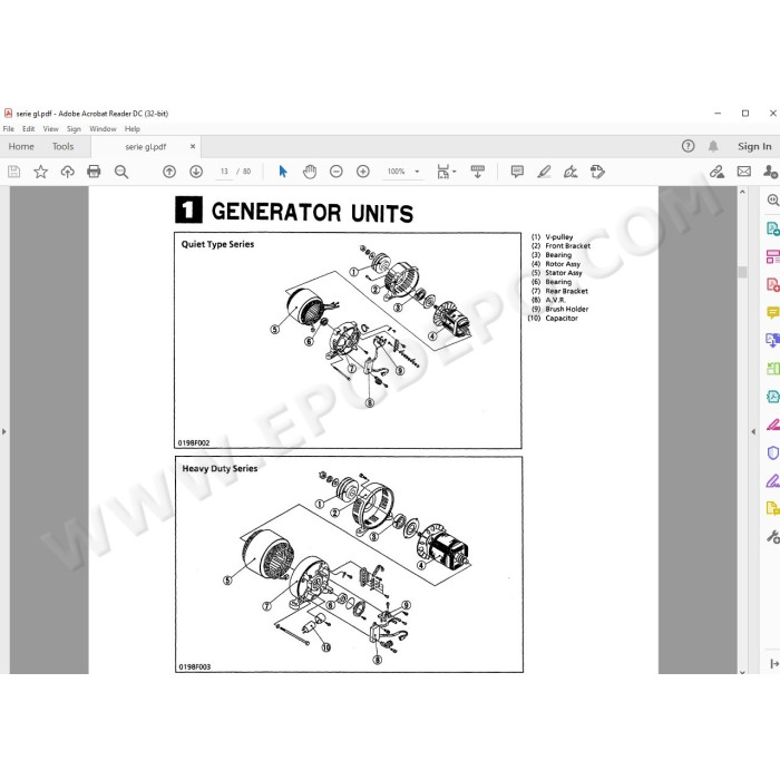 Kubota Generator AV1600 AV2500 AV3800 AV4500 AV5500 service manual