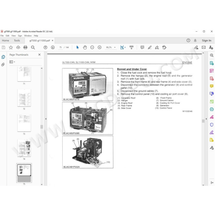 Kubota Generator AV1600 AV2500 AV3800 AV4500 AV5500 service manual
