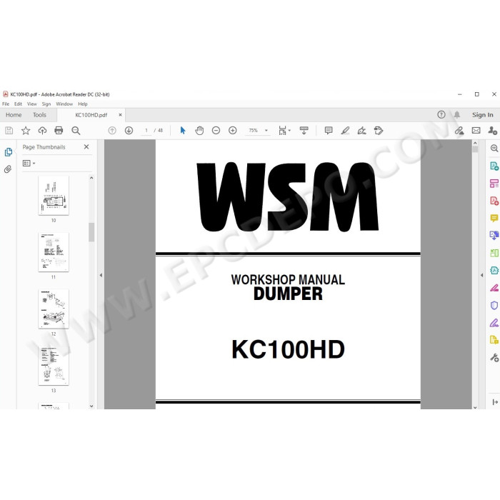 Kubota Dumper KC100HD workshop service manual
