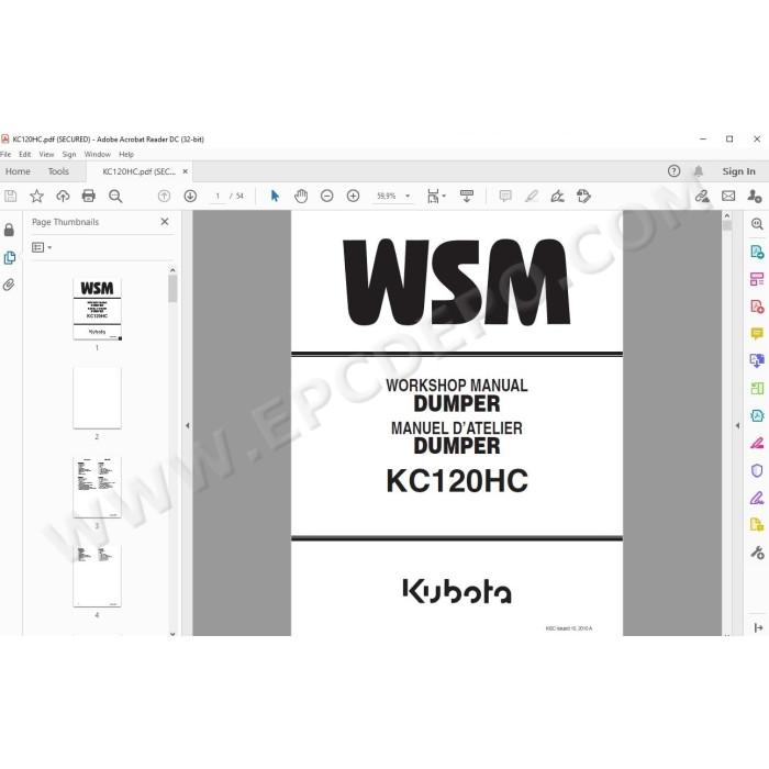 Kubota Dumper KC120HC workshop service manual