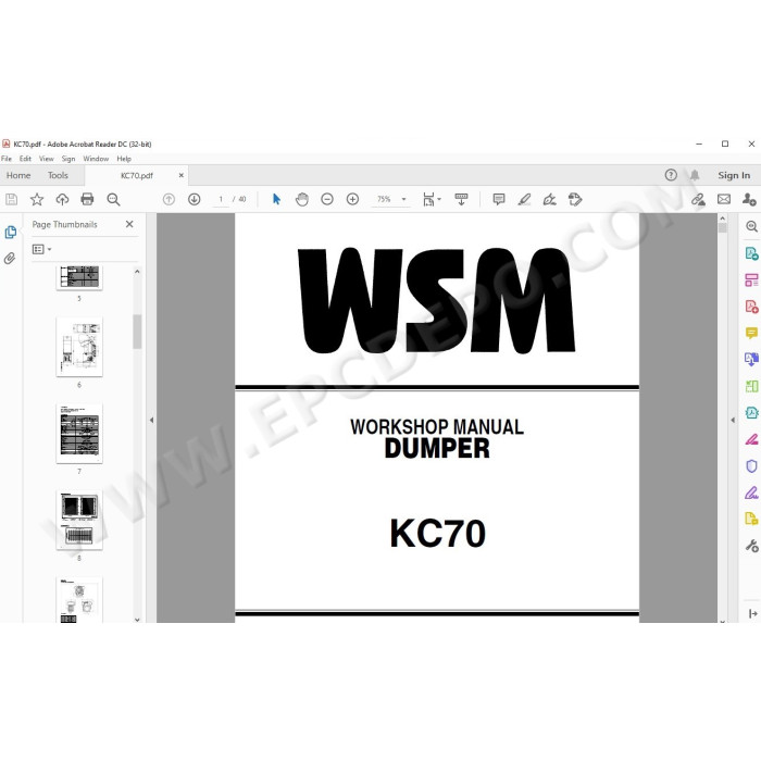 Kubota Dumper KC70 workshop service manual