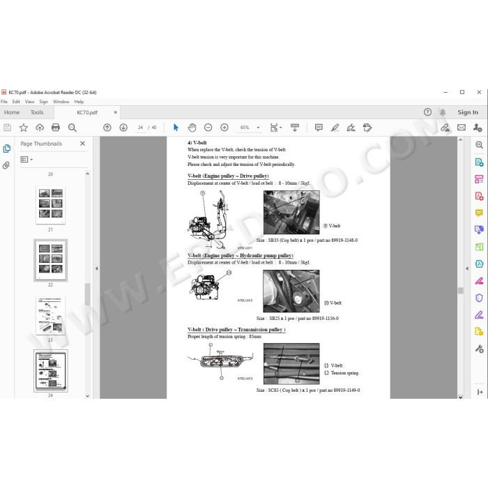 Kubota Dumper KC70 workshop service manual