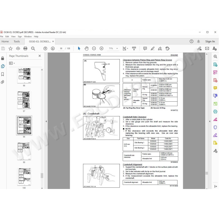 Kubota Engine OC60-E3 OC95-E3 workshop service manual
