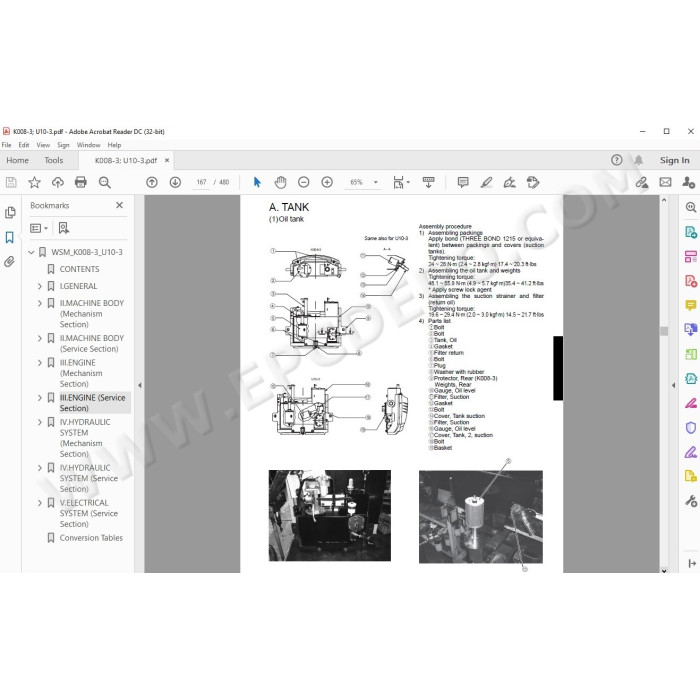 Kubota Excavator K008-3 U10-3 workshop service manual