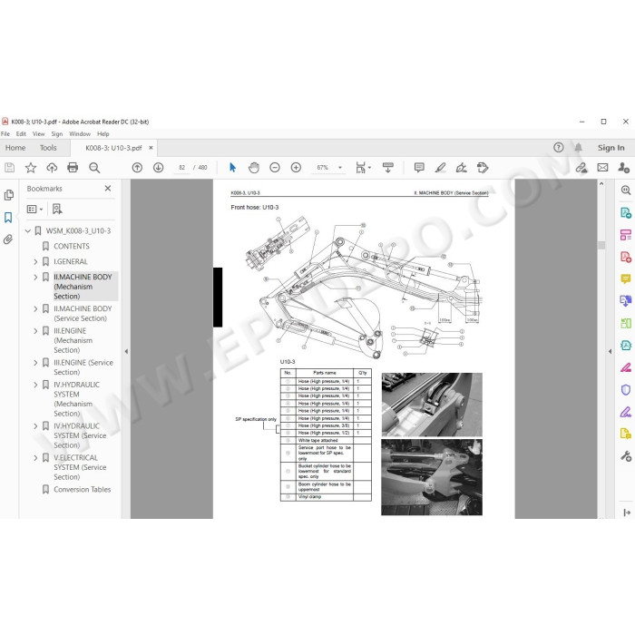 Kubota Excavator K008-3 U10-3 workshop service manual