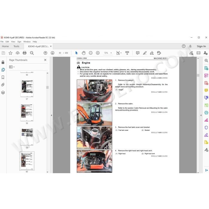 Kubota Excavator KX040-4 workshop service manual