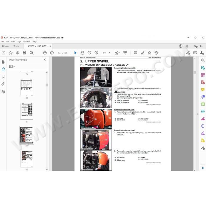 Kubota Excavator KX057-4 U55 U55-4 service manual